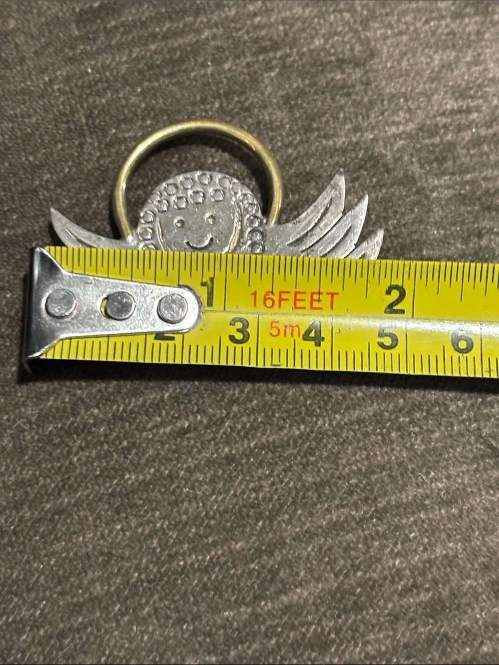 .925 Sterling Silver Angel Wing Brooch Pendant Pin - Real Silver Brass